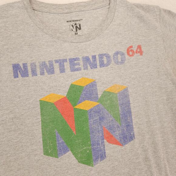 Nintendo 64 Crew Neck Graphic Short Sleeve T Shirt Adult Mens Size Medium M Gray - Picture 4 of 9